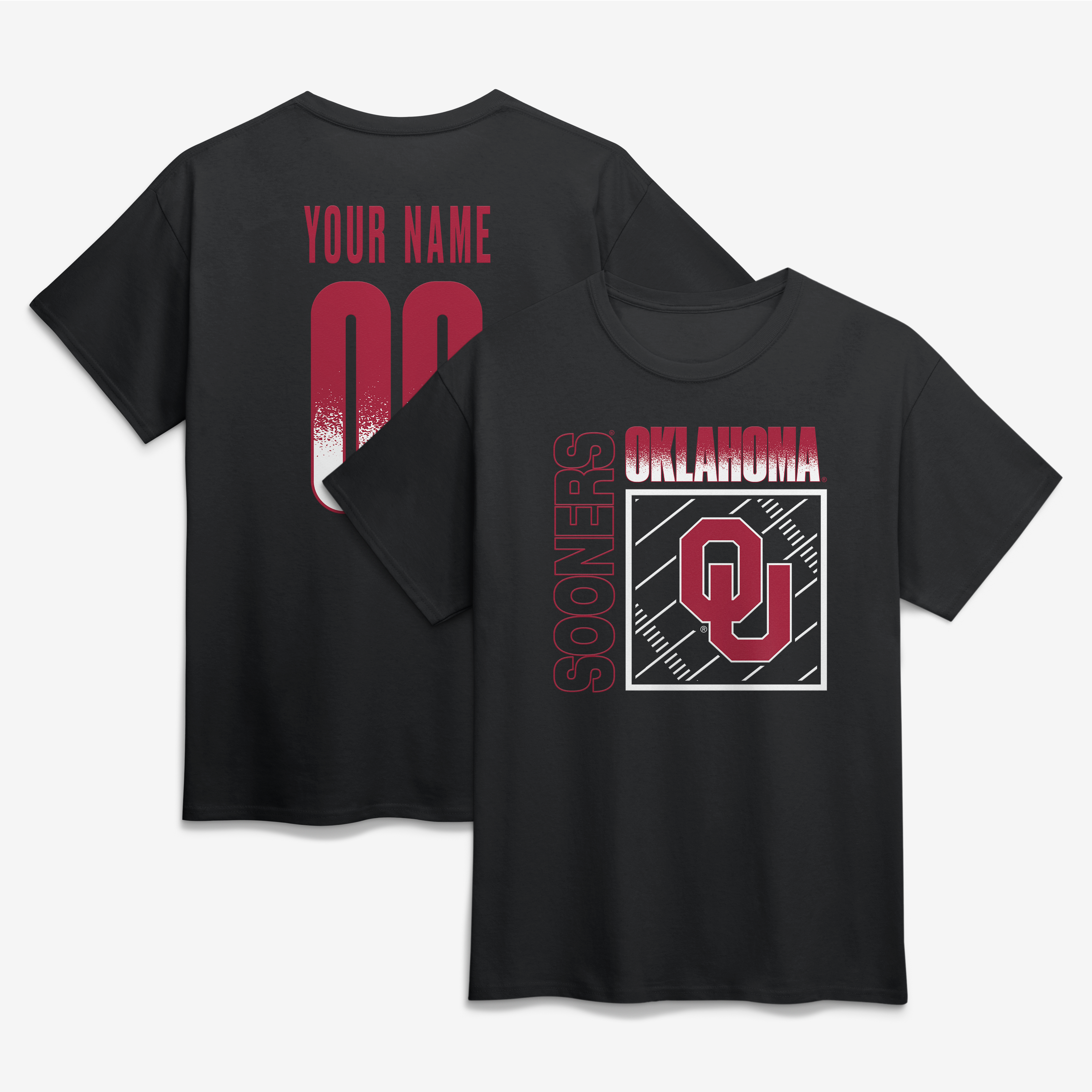 Men’s Black Oklahoma Sooners Big & Tall Home Field Pop Personalized Any Name & Number T-Shirt