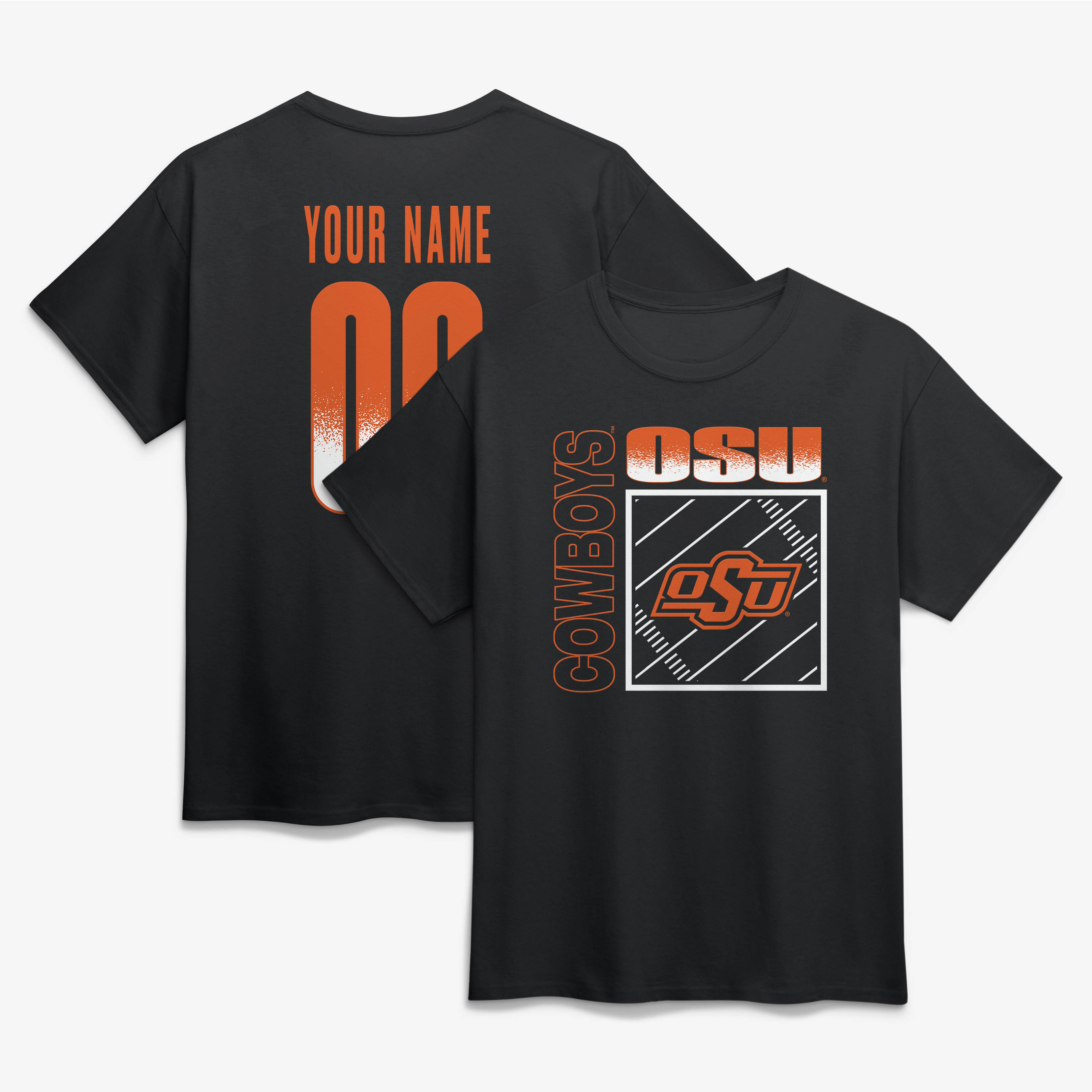 Men's Black Oklahoma State Cowboys Big & Tall Home Field Pop Personalized Any Name & Number T-Shirt