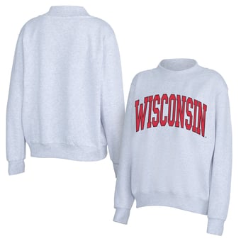 Women's ZooZatz Gray Wisconsin Badgers Team Arch Mock Neck Sweatshirt