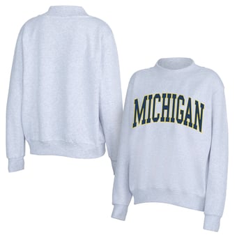 Women's ZooZatz Gray Michigan Wolverines Team Arch Mock Neck Sweatshirt