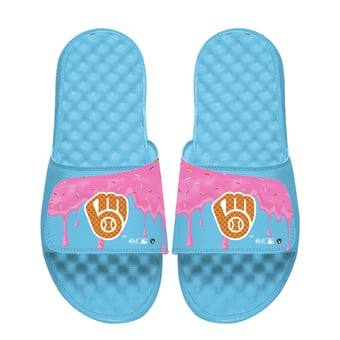 Unisex ISlide Blue Milwaukee Brewers  Ice Cream Drip Slide Sandals