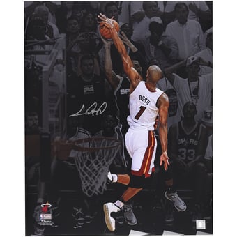 Chris Bosh Miami Heat Autographed 16" x 20" 2013 NBA Finals Game 6 Block vs. San Antonio Spurs Photograph