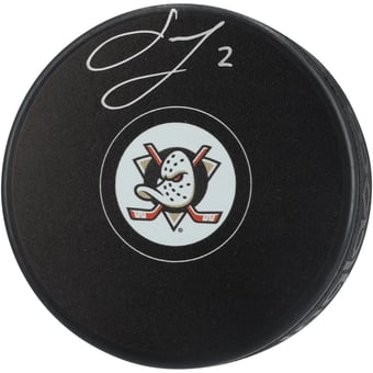 Jackson LaCombe Anaheim Ducks Autographed Hockey Puck
