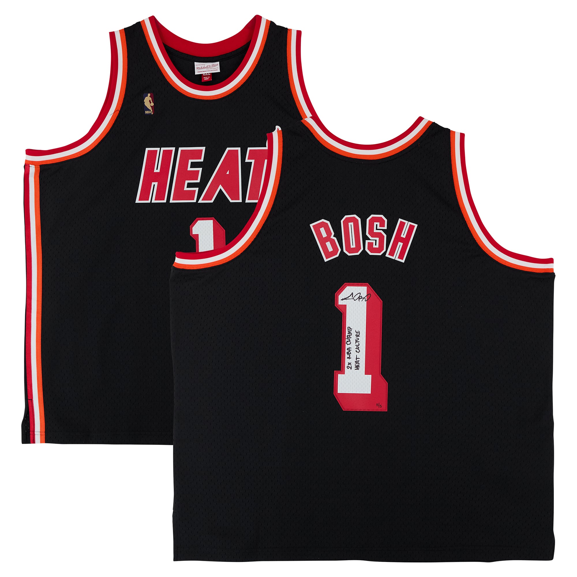 Chris Bosh Miami Heat Autographed Black Mitchell & Ness 2013 Authentic Jersey with "2X NBA Champ, Heat Culture!" Inscription - Limited Edition #5/5
