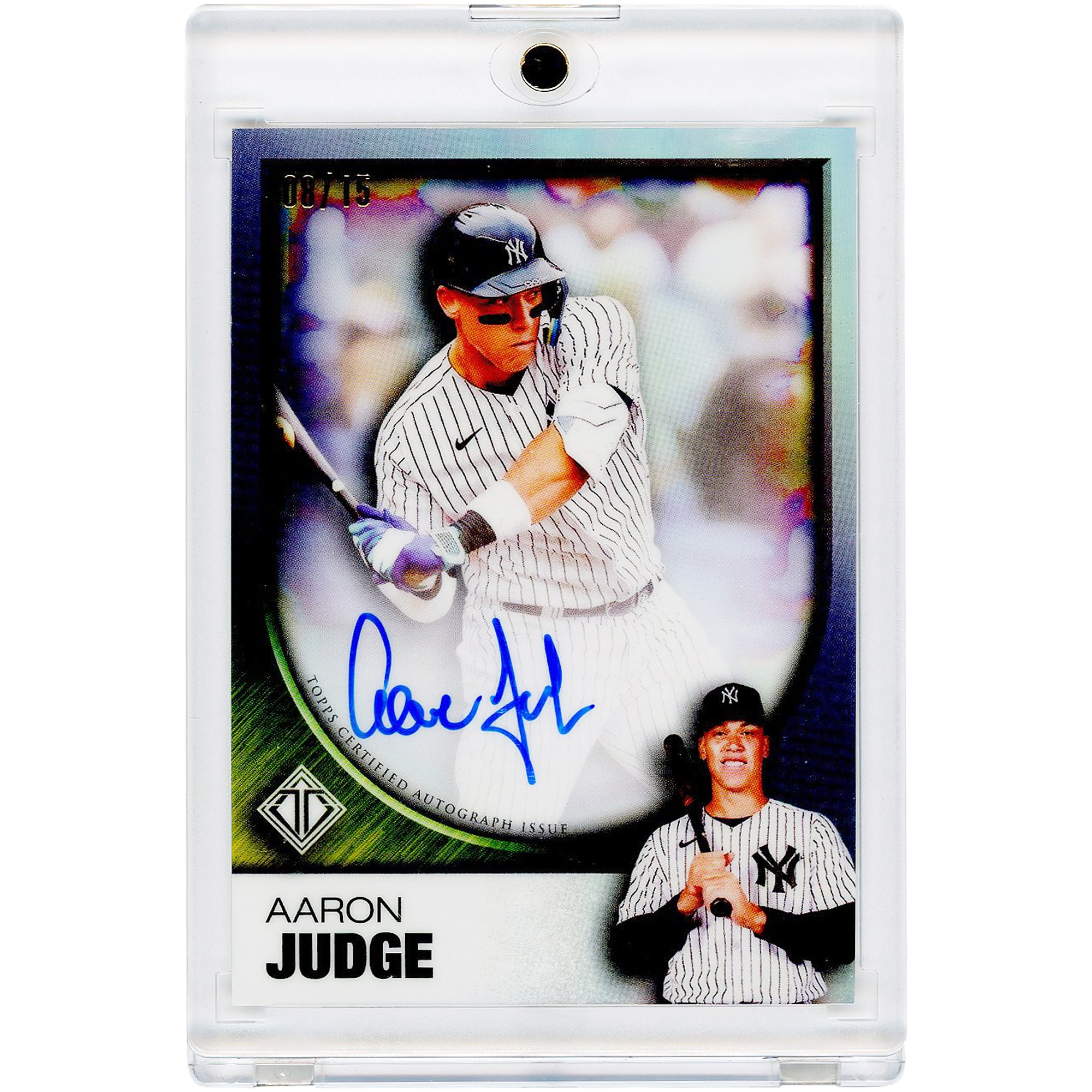 Carta autografata Aaron Judge dei New York Yankees, Topps Transcendent Icons Chrome 2023 #TICAV-AJ #8/15