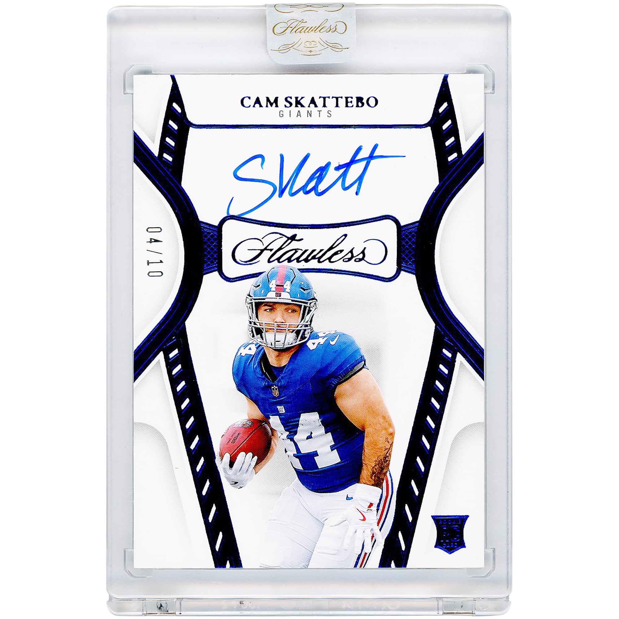 Carta da collezione autografata di Cam Skattebo dei New York Giants, edizione 2025 Panini Flawless Sapphire #RDS-CSO #4/10, rookie card.