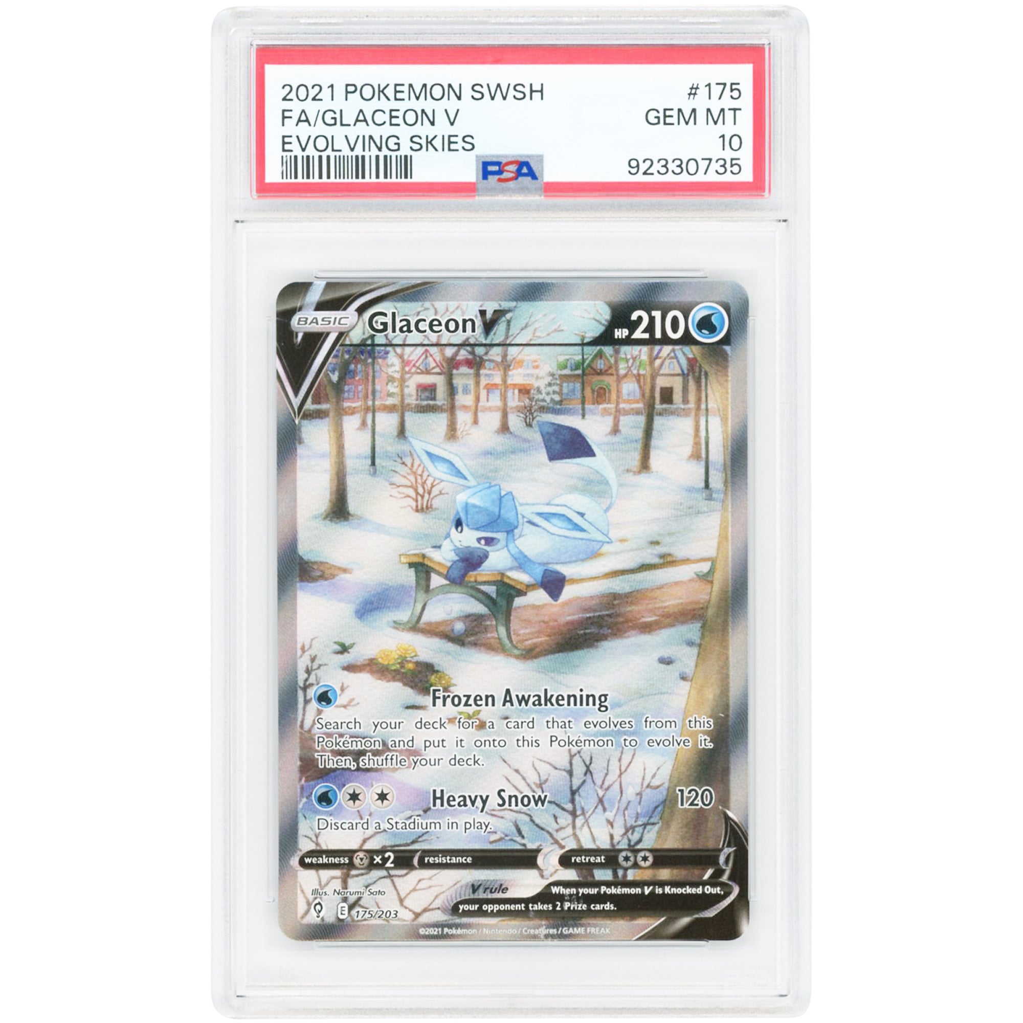 Glaceon V 2021 Pokemon Evolving Skies Ultra Rare #175 PSA Authenticated 10 Card