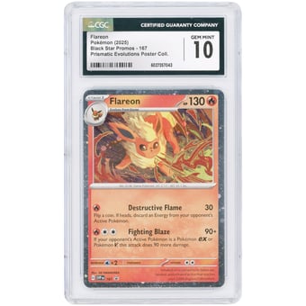 Flareon 2025 Pokemon Prismatic Evolution Pre Poster Collection Cosmos Holo Promo #167 CGC Authenticated 10 Card