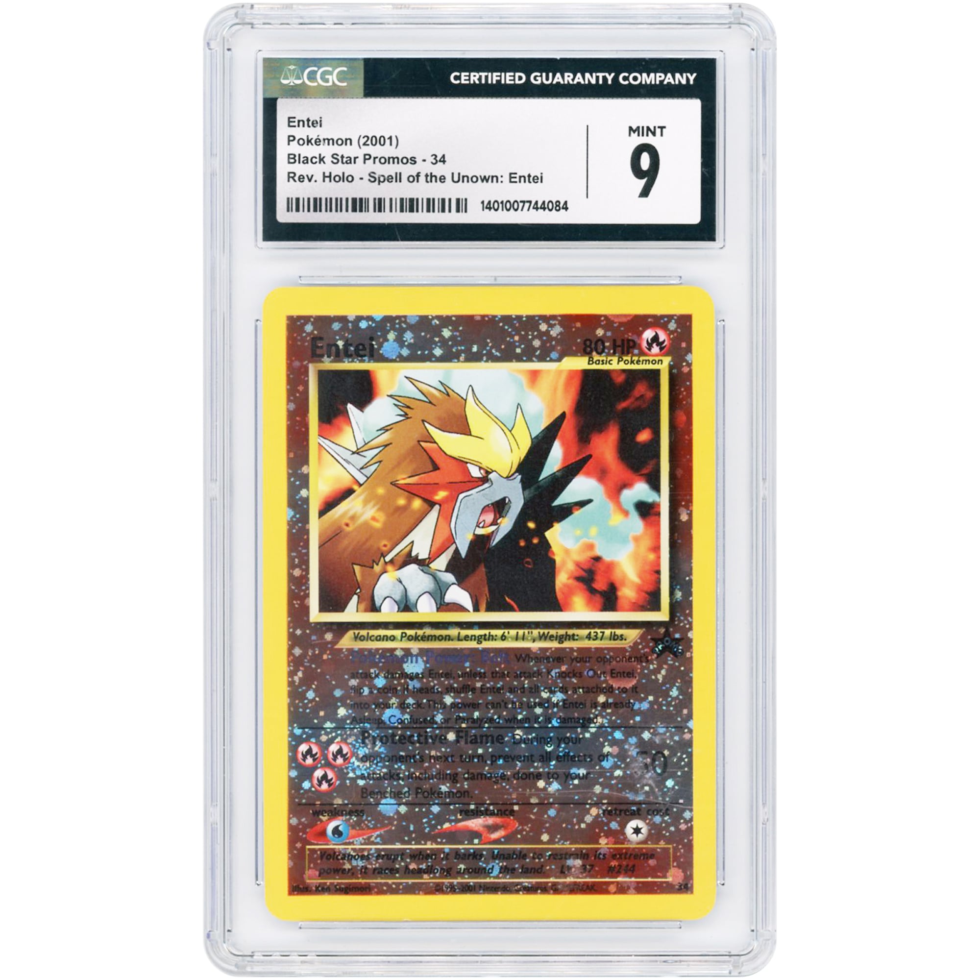 Entei 2001 Pokemon WoTC Promo #34 CGC Authenticated 9 Card