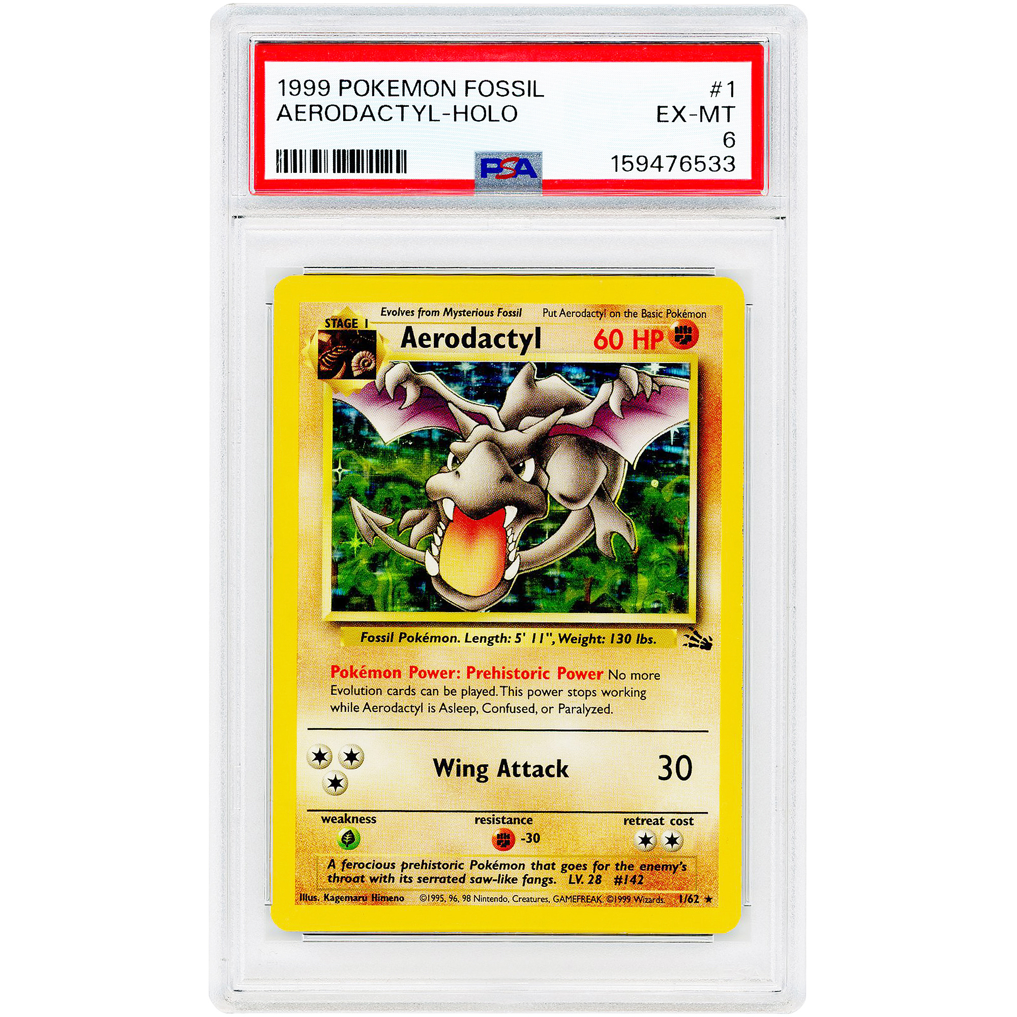 Aerodactyl 1999 Pokemon Fossil Holo Rare #1 PSA Authenticated 6 Card