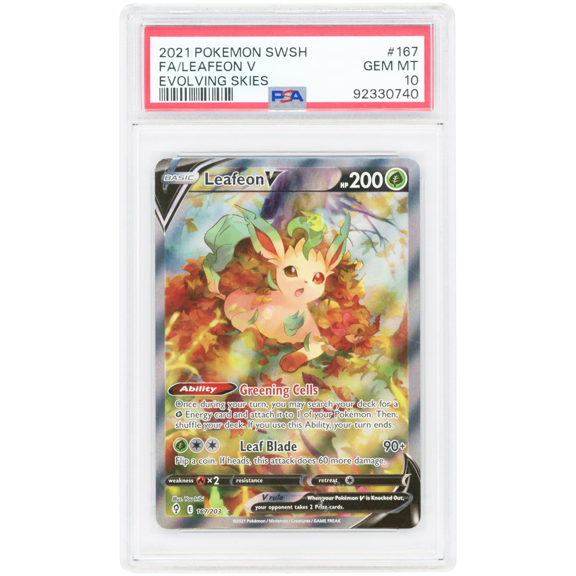 Leafeon V 2021 Pokemon Evolving Skies Ultra Rare #167 PSA Authenticated 10 Card