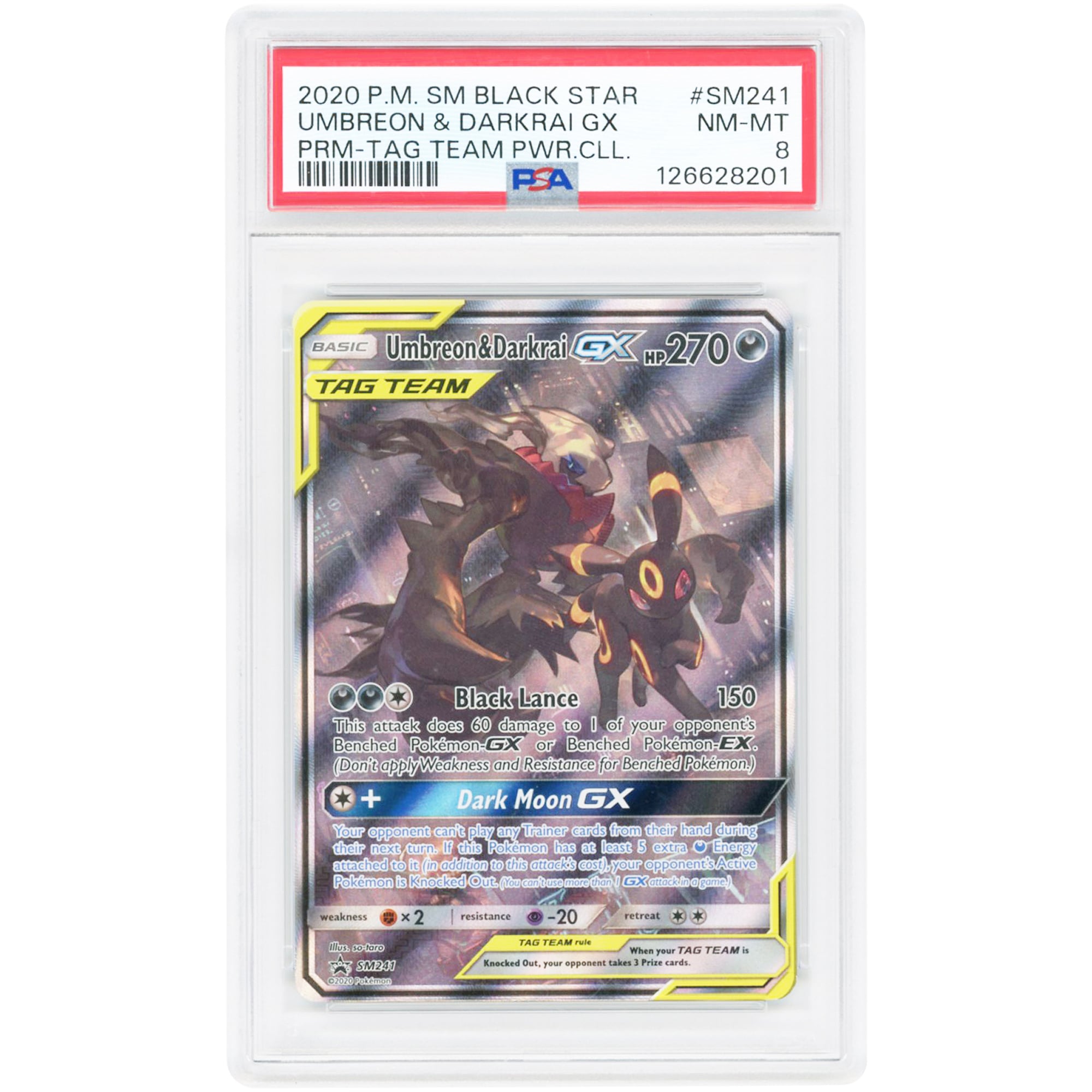 Umbreon & Darkrai GX 2020 Pokemon Sun & Moon Promo #SM241 PSA Authenticated 8 Card