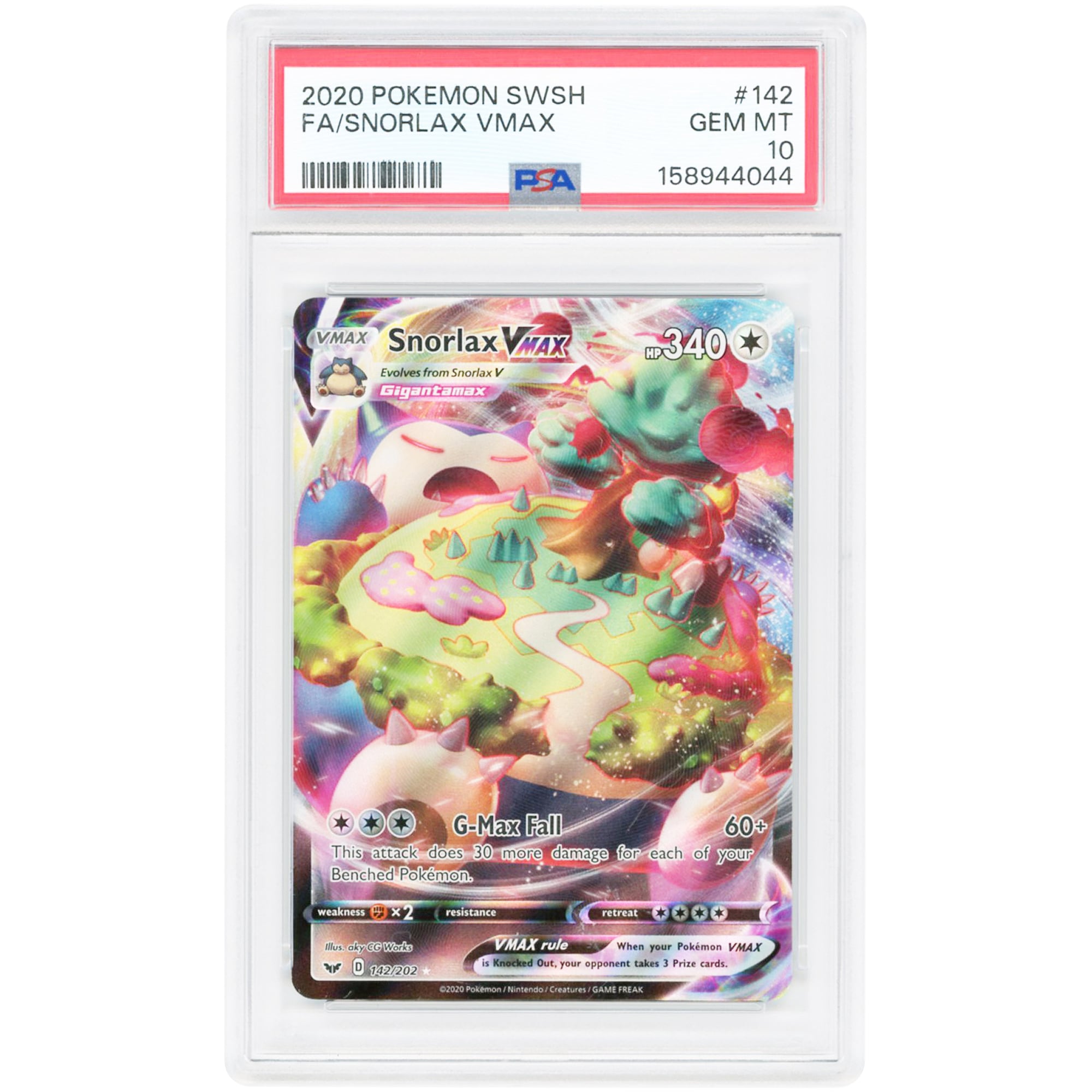 Snorlax VMAX 2020 Pokemon Sword & Shield Base Set Ultra Rare #142 PSA Authenticated 10 Card
