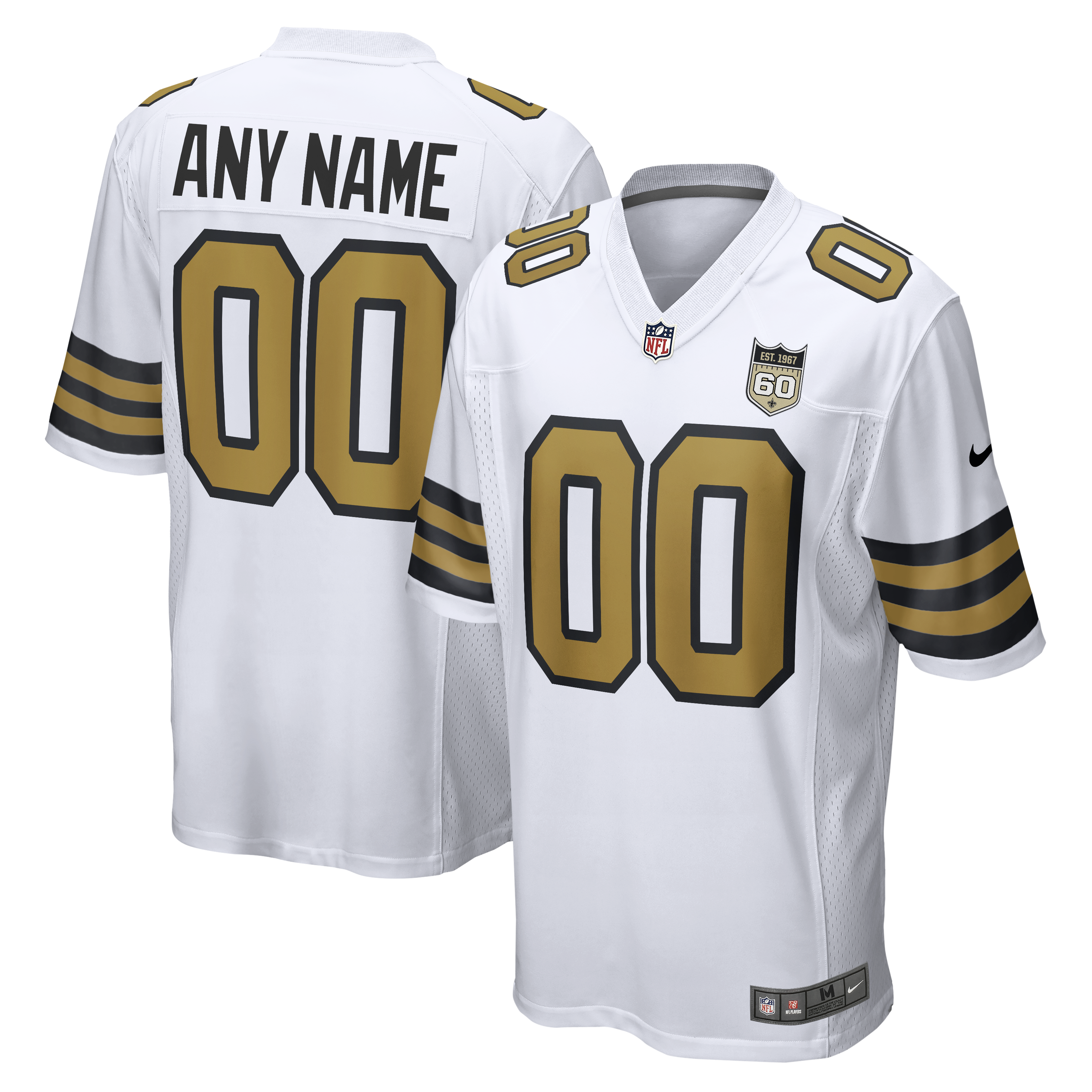 Men's Nike White New Orleans Saints Alternate 60th Season Custom Game Jersey