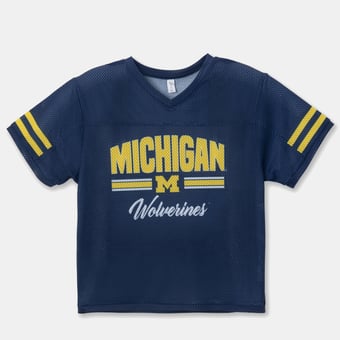 Girls Youth ZooZatz Navy Michigan Wolverines Mesh Jersey T-Shirt