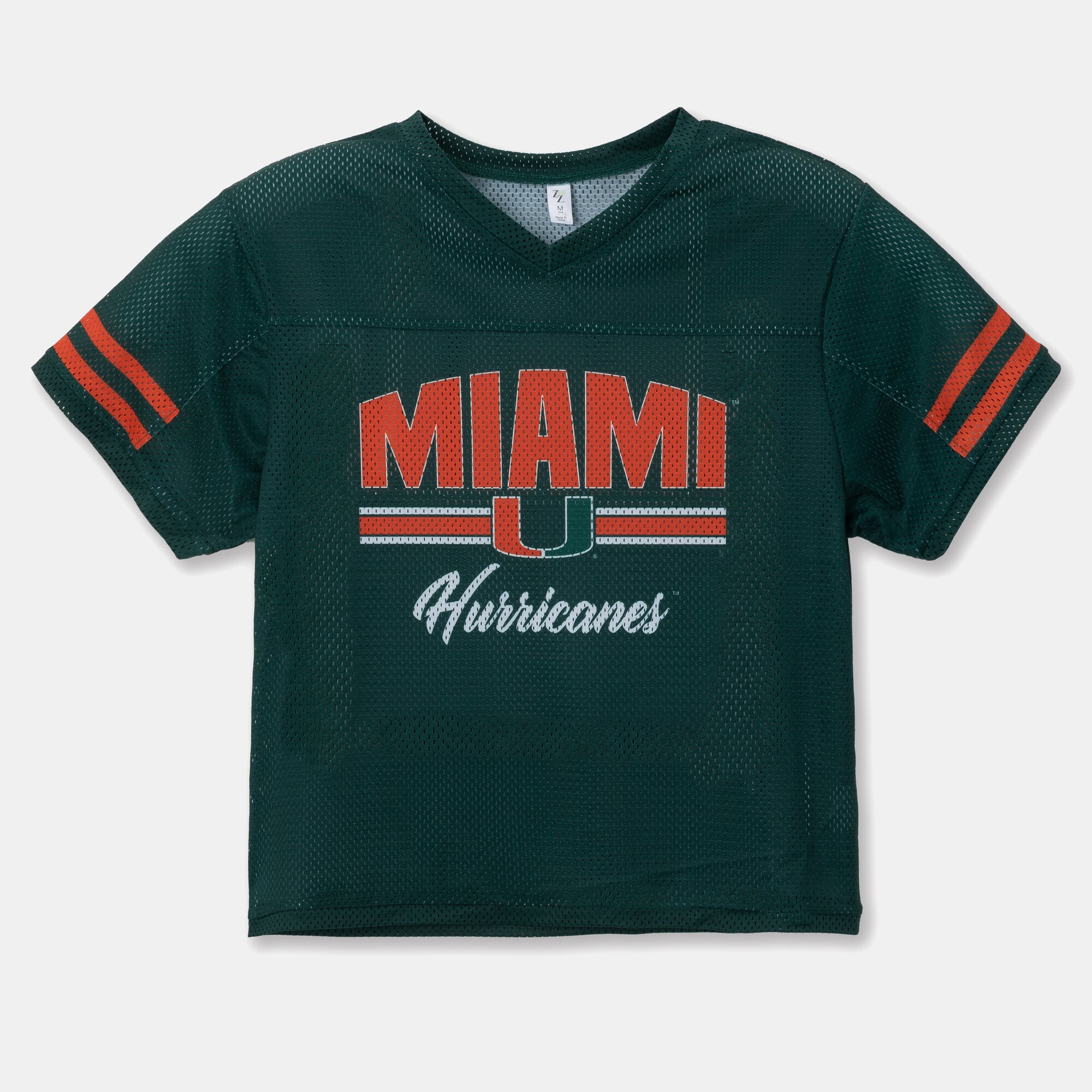Girls Youth ZooZatz Green Miami Hurricanes Mesh Jersey T-Shirt