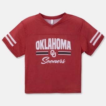 Girls Youth ZooZatz Crimson Oklahoma Sooners Mesh Jersey T-Shirt