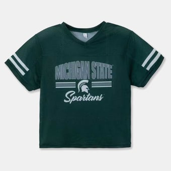 Girls Youth ZooZatz Green Michigan State Spartans Mesh Jersey T-Shirt