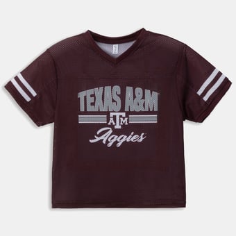 Girls Youth ZooZatz Maroon Texas A&M Aggies Mesh Jersey T-Shirt