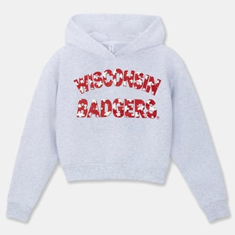 Girls Youth ZooZatz Heather Gray Wisconsin Badgers Cropped Hoodie