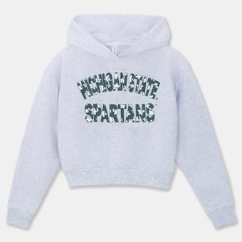 Girls Youth ZooZatz Heather Gray Michigan State Spartans Cropped Hoodie