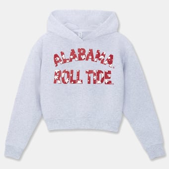 Girls Youth ZooZatz Heather Gray Alabama Crimson Tide Cropped Hoodie