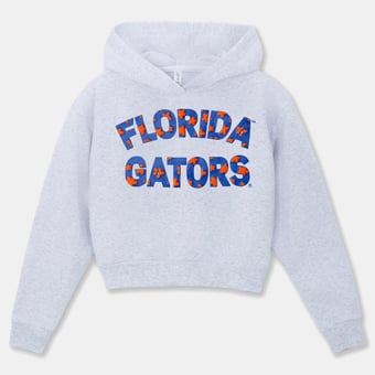 Girls Youth ZooZatz Heather Gray Florida Gators Cropped Hoodie