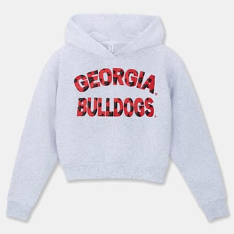 Girls Youth ZooZatz Heather Gray Georgia Bulldogs Cropped Hoodie