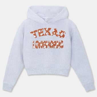 Girls Youth ZooZatz Heather Gray Texas Longhorns Cropped Hoodie