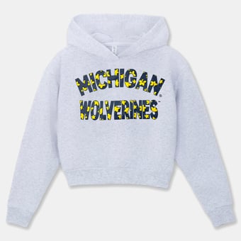 Girls Youth ZooZatz Heather Gray Michigan Wolverines Cropped Hoodie