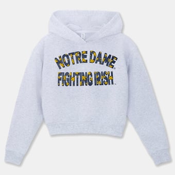 Girls Youth ZooZatz Gray Notre Dame Fighting Irish Cropped Hoodie