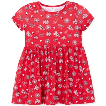 Girls Toddler ZooZatz Scarlet Ohio State Buckeyes All-Over Print Short Sleeve Dress