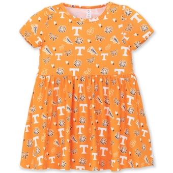 Girls Toddler ZooZatz Tennessee Orange Tennessee Volunteers All-Over Print Short Sleeve Dress