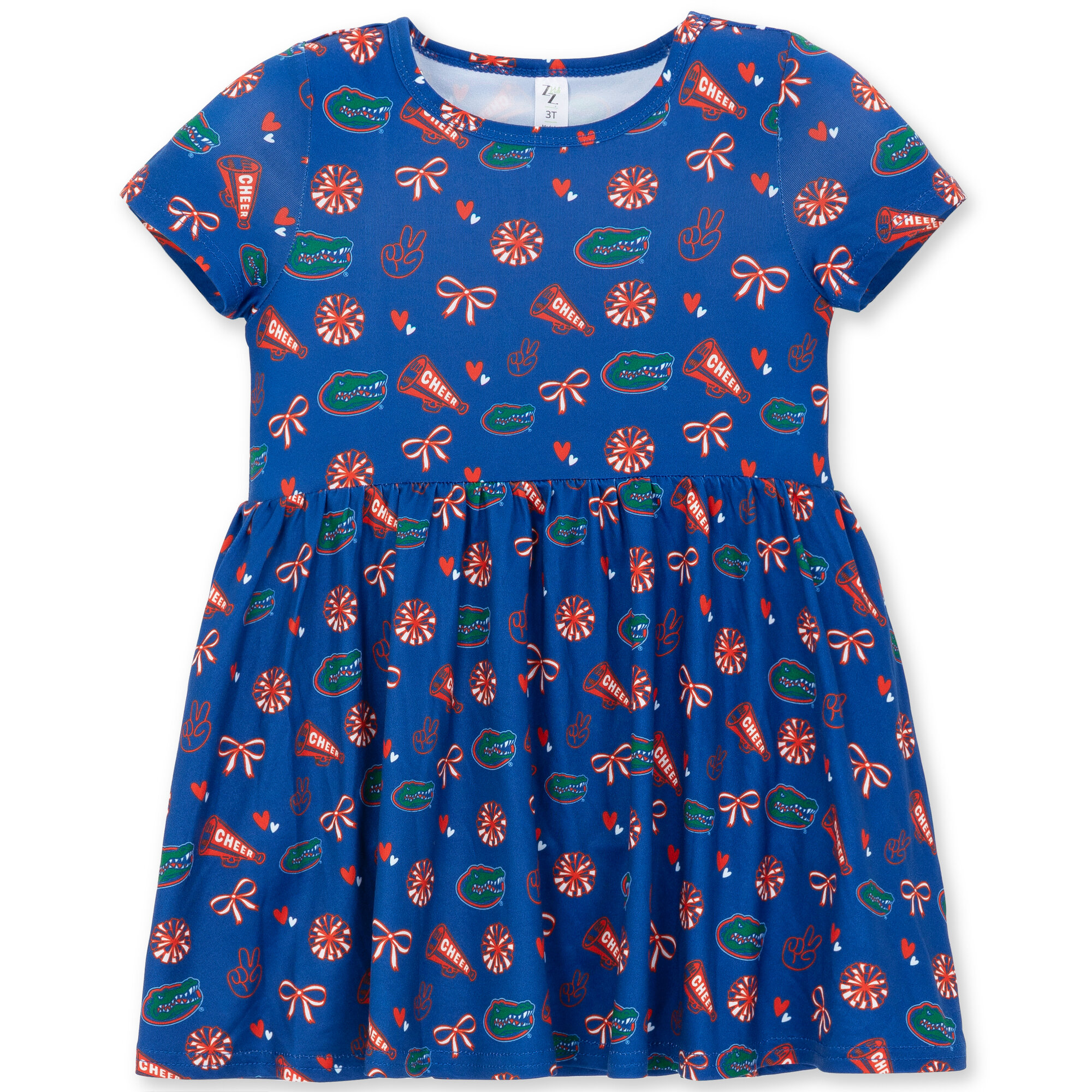 Girls Toddler ZooZatz Royal Florida Gators All-Over Print Short Sleeve Dress