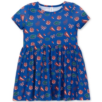 Girls Toddler ZooZatz Royal Florida Gators All-Over Print Short Sleeve Dress