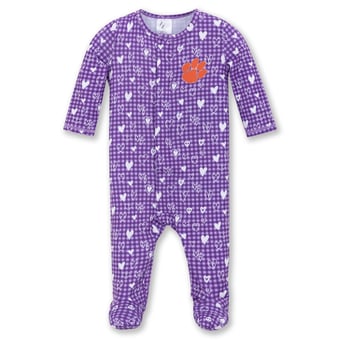 Newborn & Infant ZooZatz Purple Clemson Tigers Hearts Magnetic Closure Sleeper