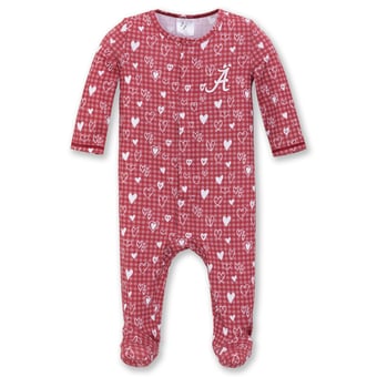 Newborn & Infant ZooZatz Crimson Alabama Crimson Tide Hearts Magnetic Closure Sleeper