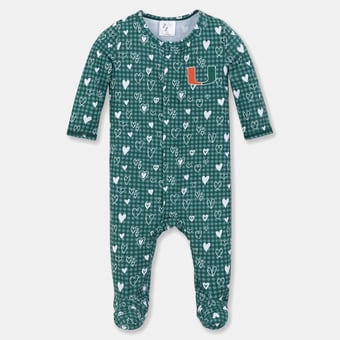 Newborn & Infant ZooZatz Green Miami Hurricanes Hearts Magnetic Closure Sleeper