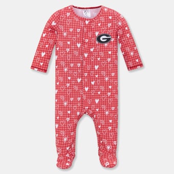 Newborn & Infant ZooZatz Red Georgia Bulldogs Hearts Magnetic Closure Sleeper