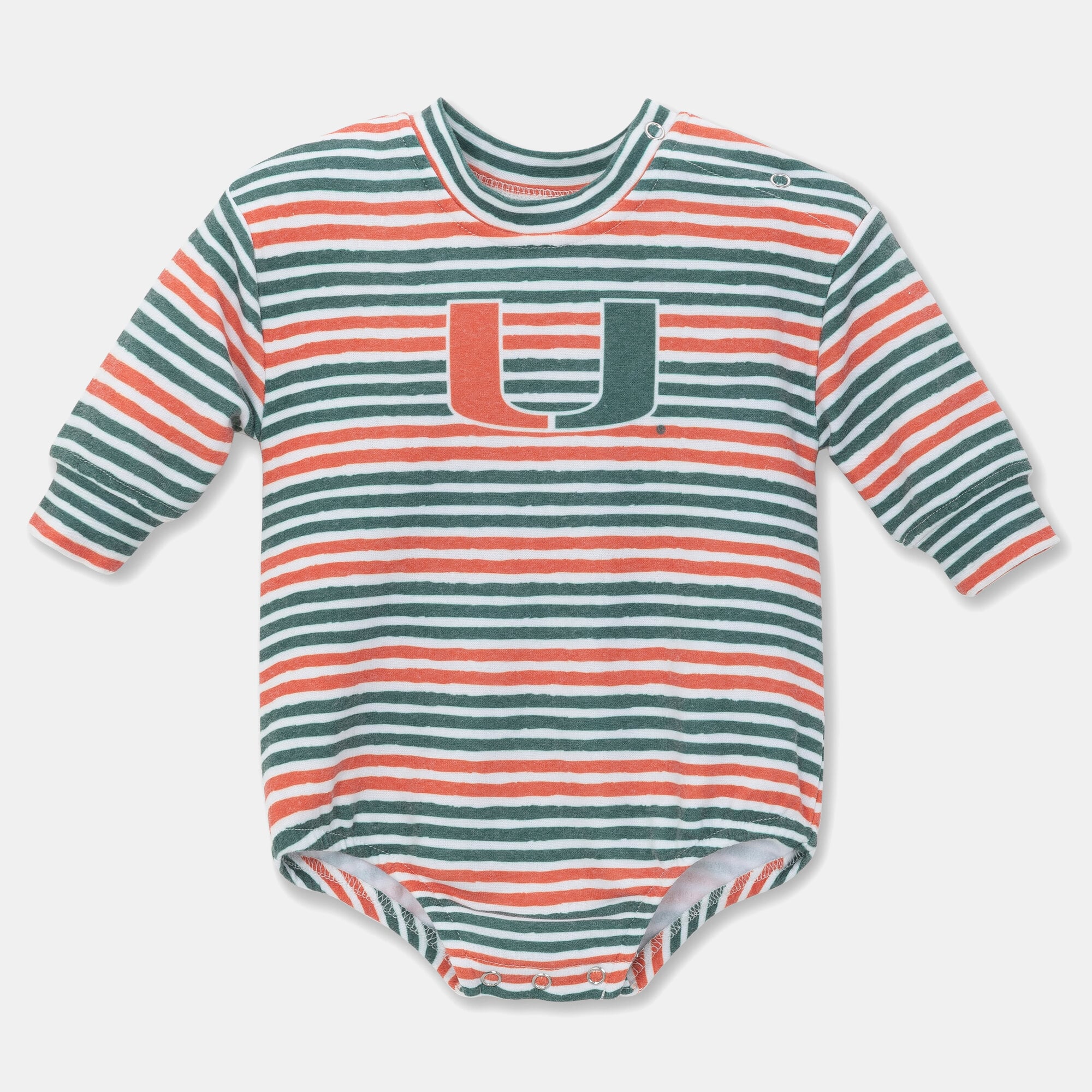 Newborn & Infant ZooZatz Green Miami Hurricanes Cozy Fleece Bodysuit