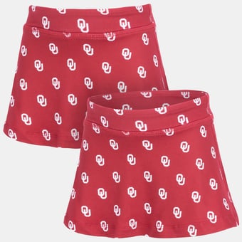Girls Toddler ZooZatz Crimson Oklahoma Sooners All-Over Print Tennis Skort