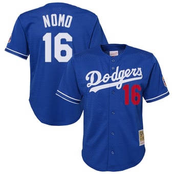 Youth Mitchell & Ness Hideo Nomo Royal Los Angeles Dodgers Cooperstown Collection Mesh Batting Practice Jersey