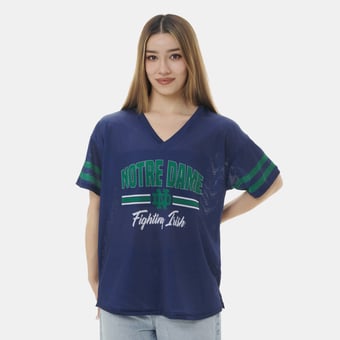 Women's ZooZatz Navy Notre Dame Fighting Irish Mesh Jersey Kickoff T-Shirt