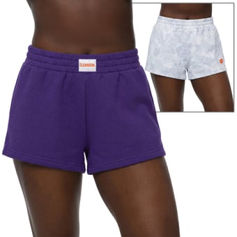 Women's ZooZatz  Purple/Gray Clemson Tigers Two-Pack Knockout Shorts Set