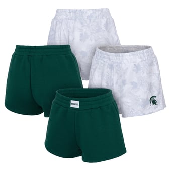Women's ZooZatz  Green/Gray Michigan State Spartans Two-Pack Knockout Shorts Set