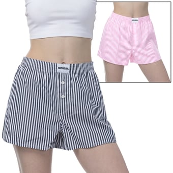 Women's ZooZatz  Navy/Pink Michigan Wolverines Two-Pack Boxer Shorts Set