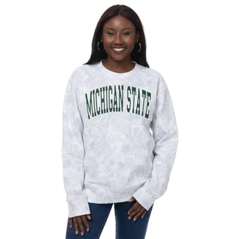 Women's ZooZatz  Gray Michigan State Spartans Camo Arch Logo Fleece Crewneck Sweatshirt