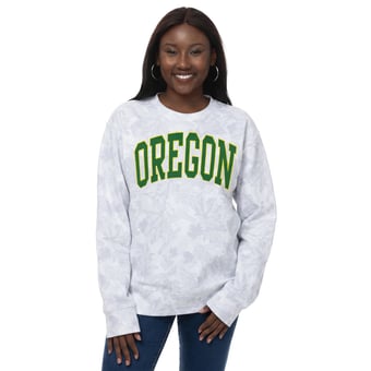Women's ZooZatz  Gray Oregon Ducks Camo Arch Logo Fleece Crewneck Sweatshirt