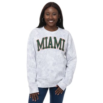 Women's ZooZatz  Gray Miami Hurricanes Camo Arch Logo Fleece Crewneck Sweatshirt