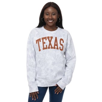 Women's ZooZatz  Gray Texas Longhorns Camo Arch Logo Fleece Crewneck Sweatshirt